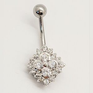 925 Sterling Silver cz belly ring